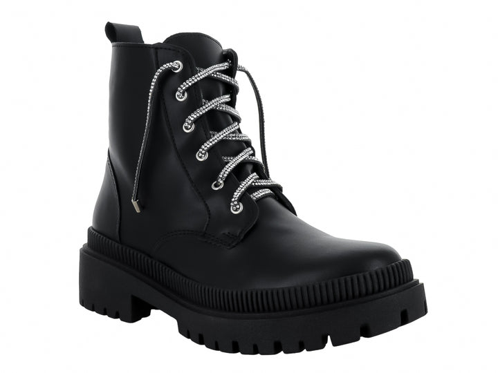 Botines Combat Luna Rosa Negro para Mujer
