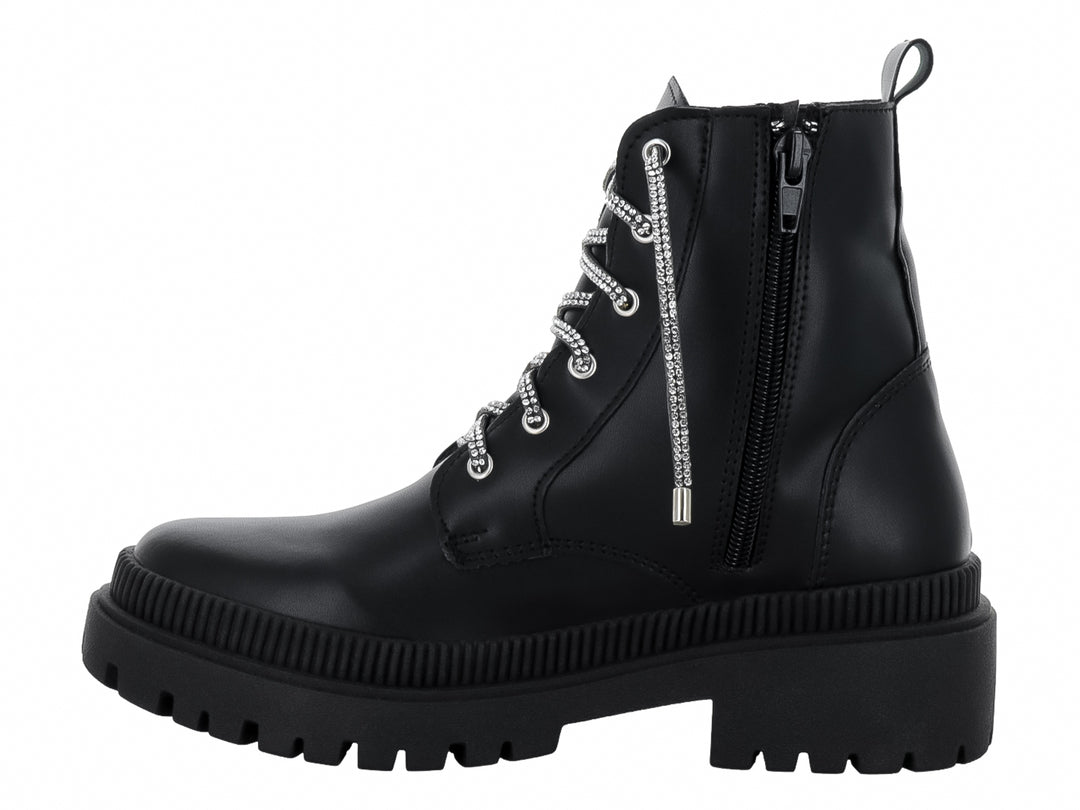 Botines Combat Luna Rosa Negro para Mujer