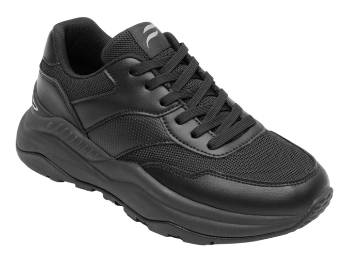 Tenis deportivos Flexi en color negro con suela robusta y detalles en textil y sintético.