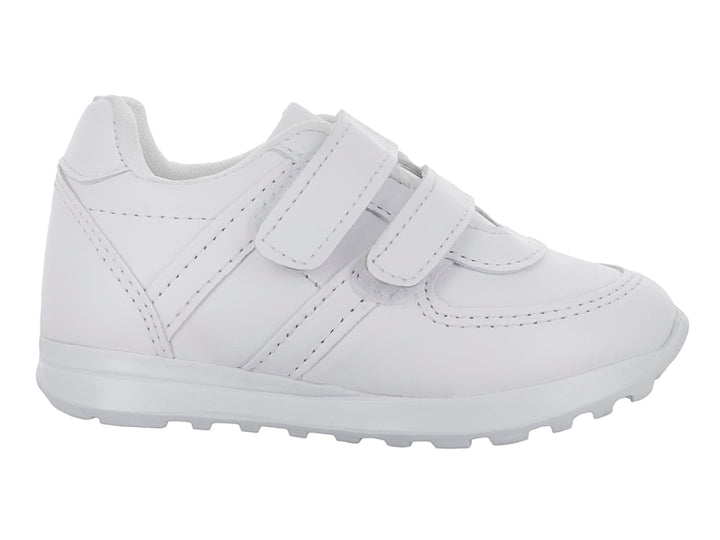 Zapato deportivo escolar blanco para niño o niña con cierre de velcro.