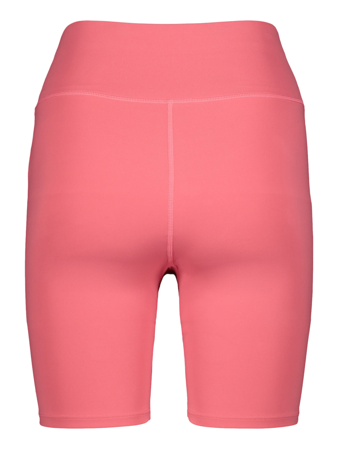 Mujer vistiendo mallas cortas tipo biker de color rosa de la marca Charly.