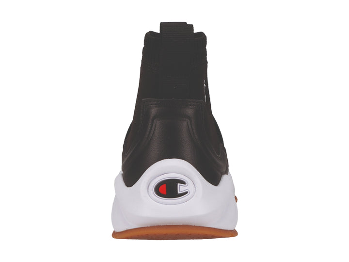 Tenis deportivos Champion Rally Pro color negro con suela blanca y detalles dorados.