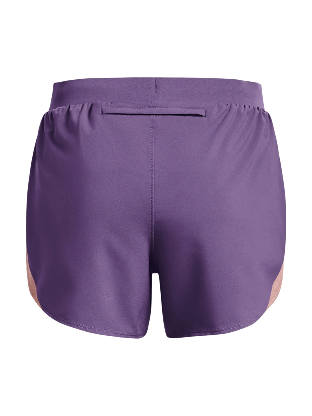 Shorts deportivos Under Armour color morado con ribete rosa para mujer.