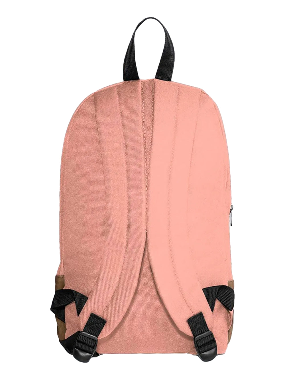 Mochila escolar Converse color coral con base marrón y logotipo blanco frontal.
