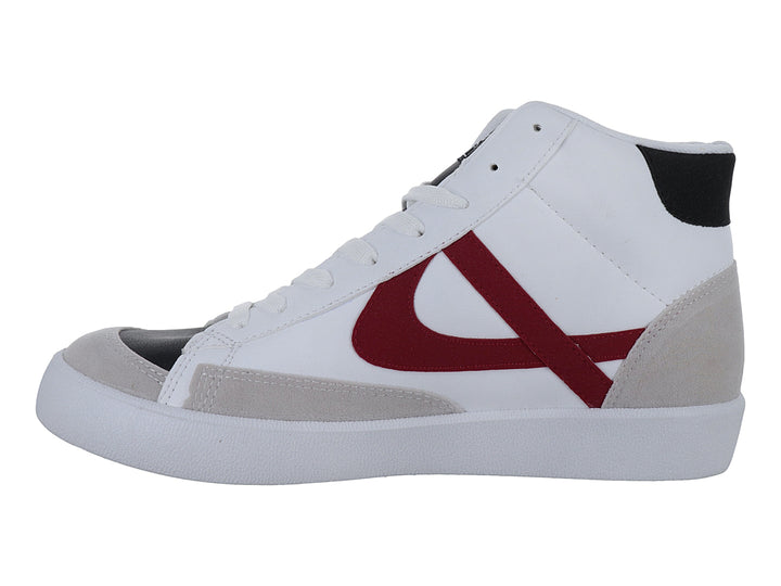 Tenis de bota marca Panam en color blanco con detalles laterales en negro y gris, con suela blanca.