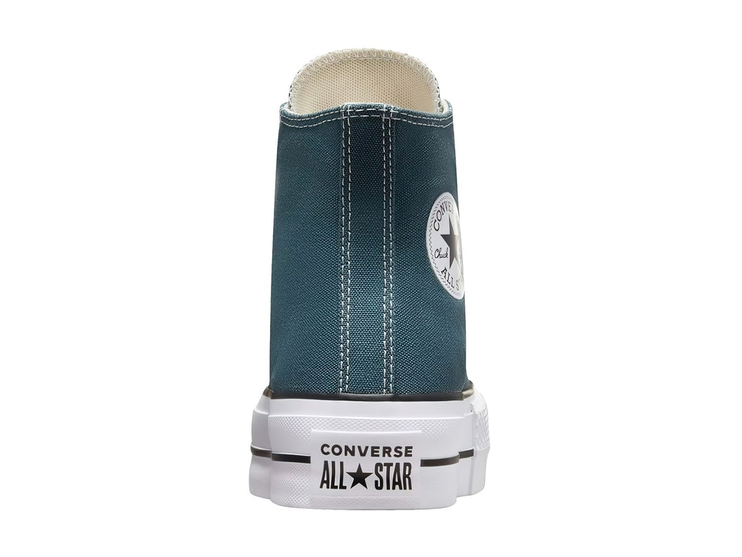 Tenis Converse Chuck Taylor All Star Lift HI color azul marino con suela de plataforma blanca.
