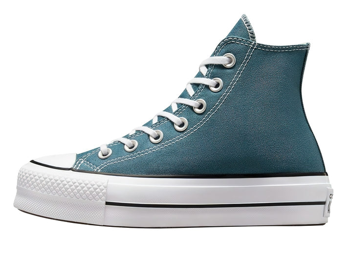 Tenis Converse Chuck Taylor All Star Lift HI color azul marino con suela de plataforma blanca.