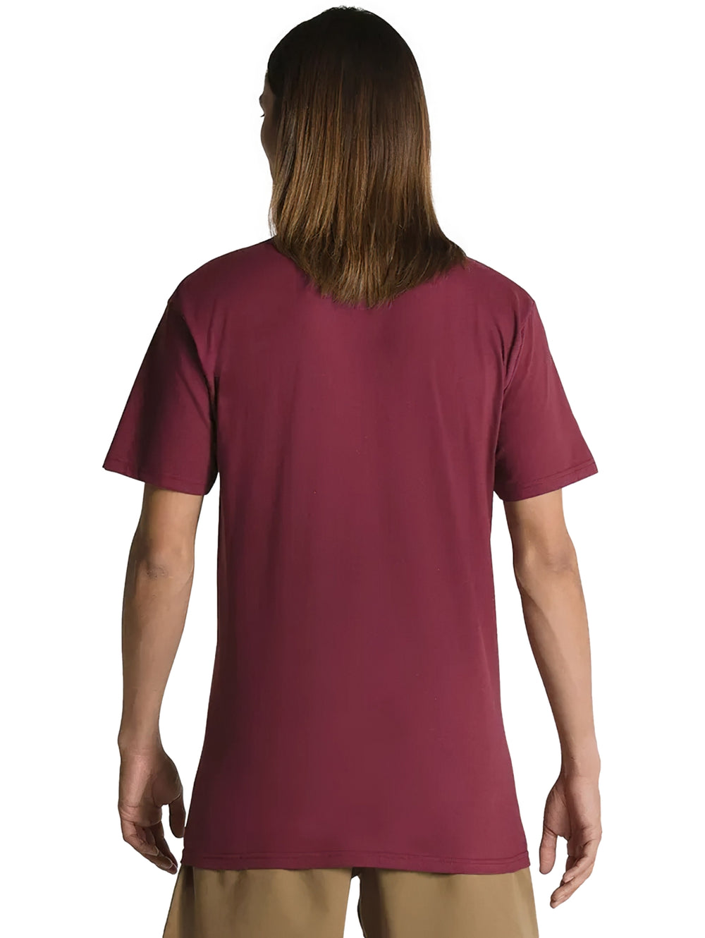 Camiseta de manga corta color burgundy con logotipo de VANS en color negro en el pecho.