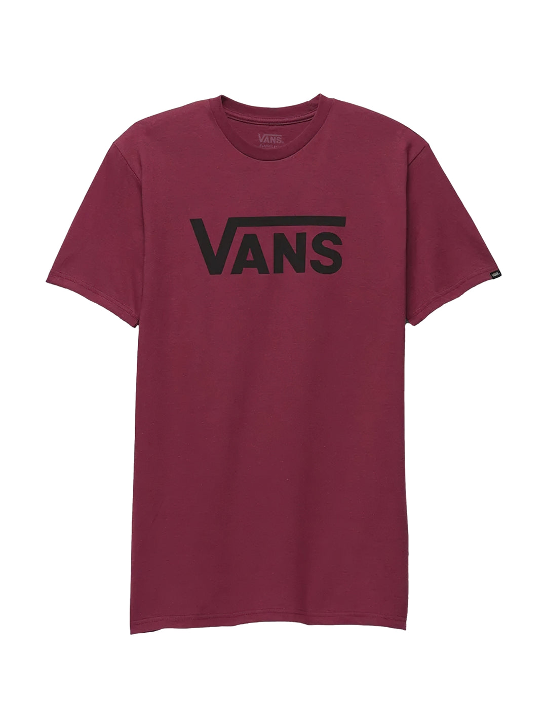 Camiseta de manga corta color burgundy con logotipo de VANS en color negro en el pecho.