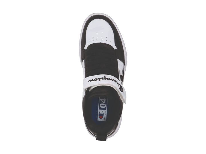 Tenis deportivos Champion Arena Power Lo en colores blanco y negro con correa ajustable.