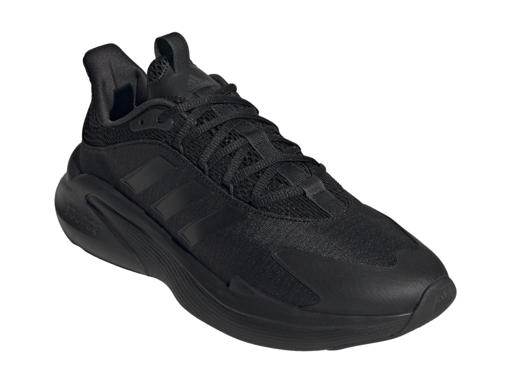 Tenis deportivos Adidas Alphaedge en color negro total con suela robusta y tejido transpirable.