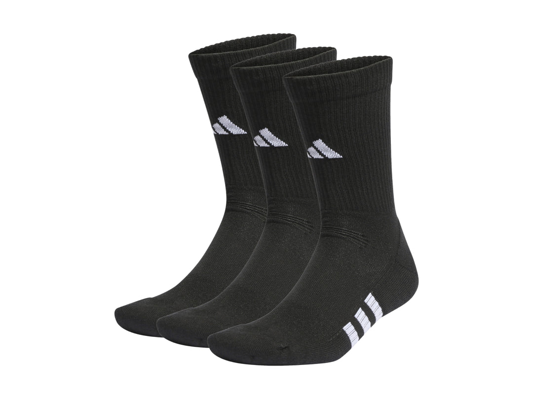 Pack de tres pares de calcetines deportivos Adidas color negro con detalles en blanco.