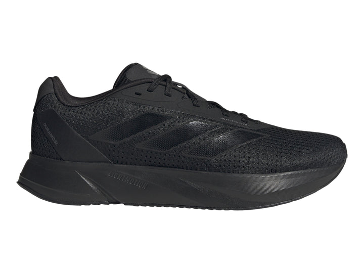 Tenis deportivos Adidas Duramo SL en color negro total, vista lateral.