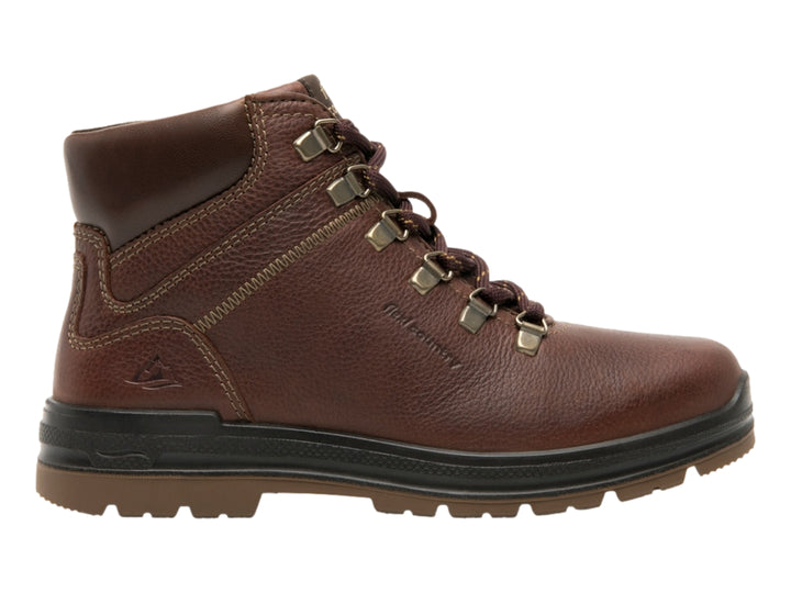 Botas Flexi color vino de cuero vacuno con agujetas y suela negra para mujer.