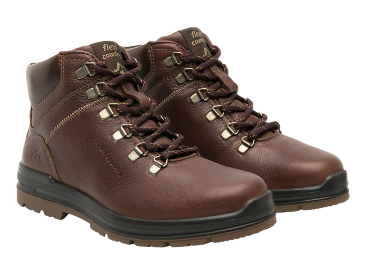 Botas Flexi color vino de cuero vacuno con agujetas y suela negra para mujer.