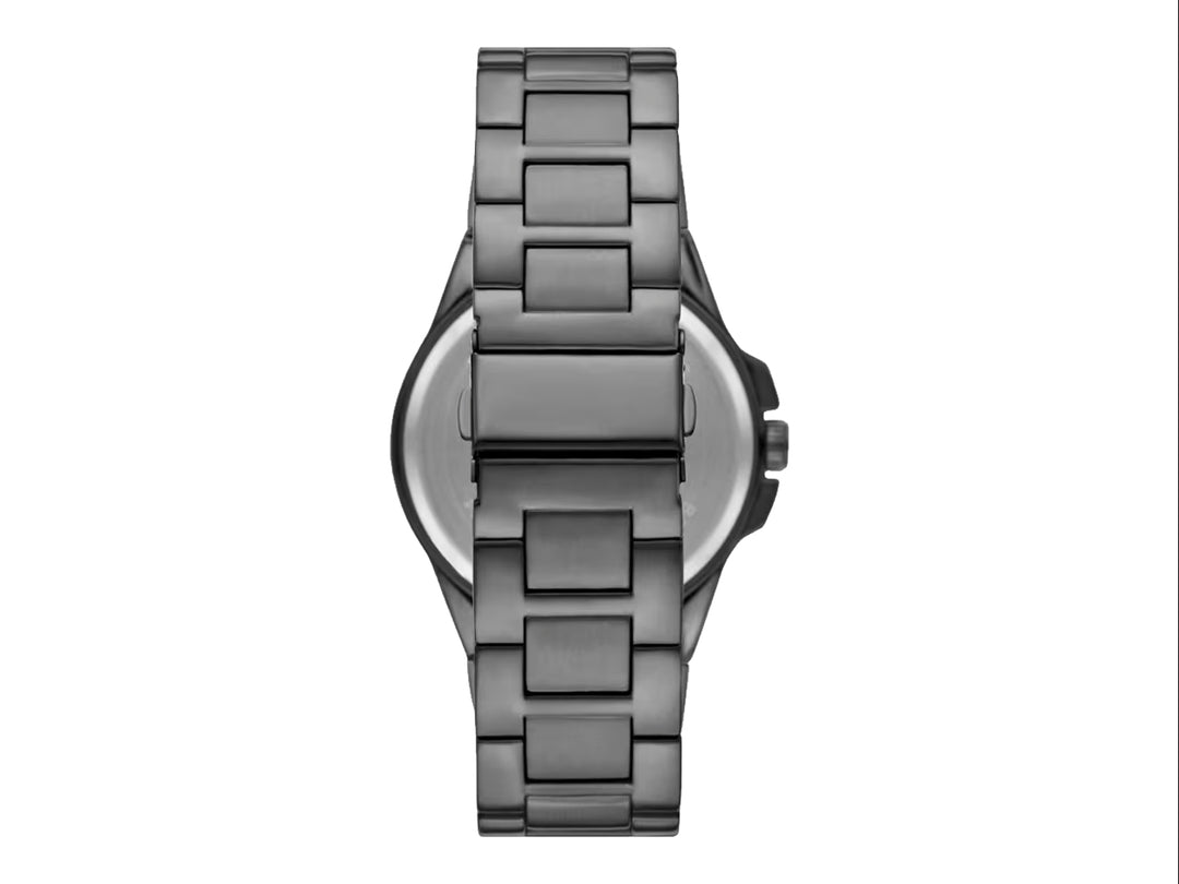 Set de reloj Folio color negro con detalles en azul, incluye correa adicional y mancuernilla.