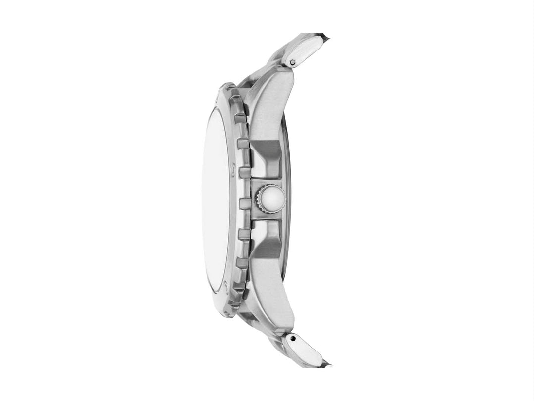 Set de 3 piezas para hombre marca Folio en color plata y negro, incluye reloj, pulsera y collar.