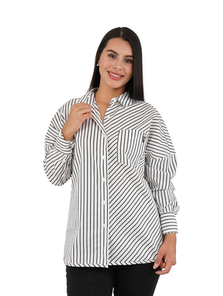 Camisa Karl Lagerfeld Blanco y Negro para Mujer