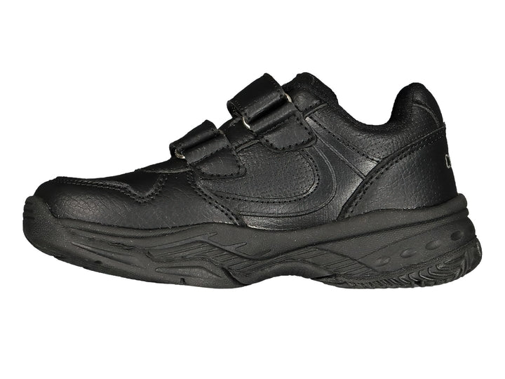 Par de tenis deportivos Charly en color negro con cierres de velcro y suela robusta.