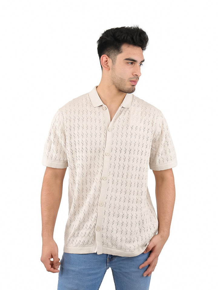 Camisa Tejida Jack &amp; Jones Color Crema para Hombre