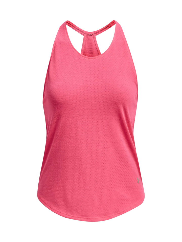 Camiseta deportiva sin mangas color rosa brillante Under Armour para mujer.