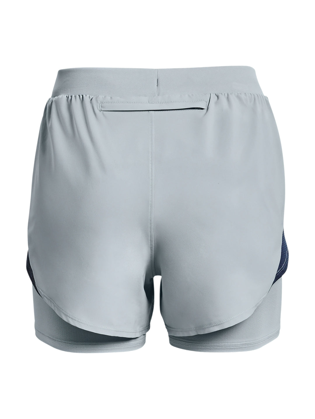 Shorts deportivos Under Armour color azul claro con ribete azul marino para mujer.