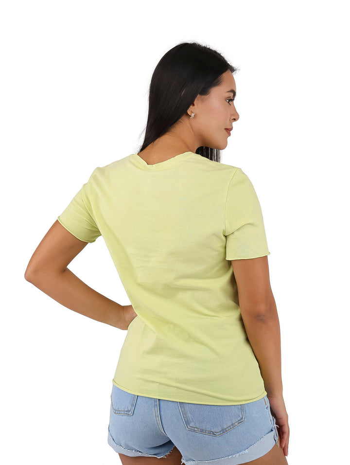 Camiseta verde lima de manga corta con estampado blanco &