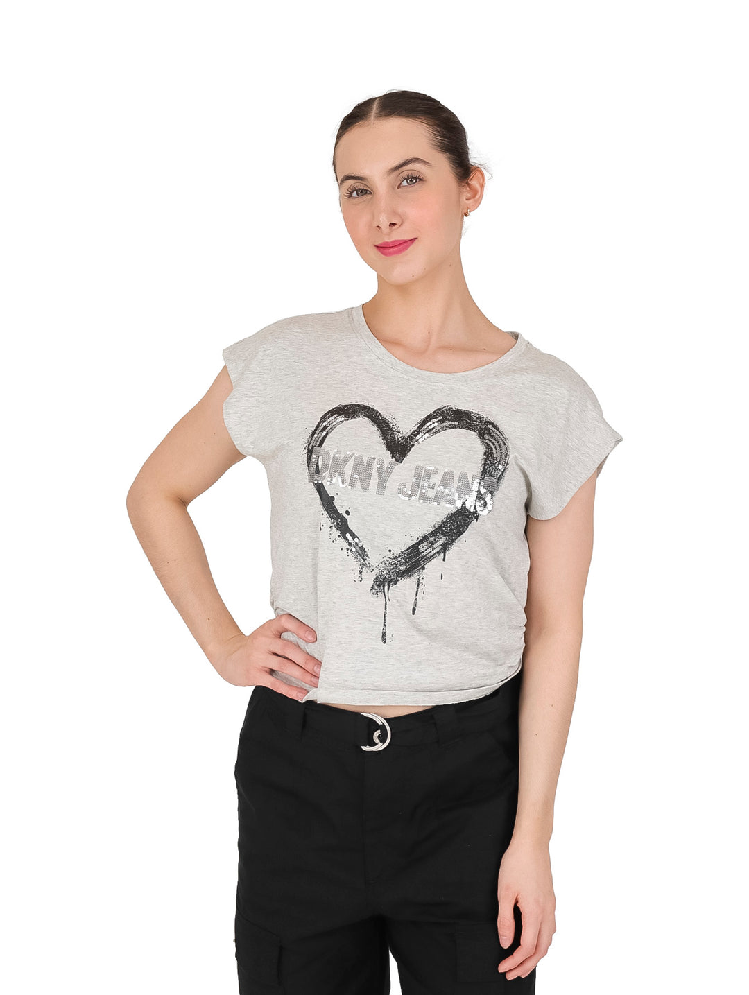 Playera DKNY Gris Jaspeado para Mujer