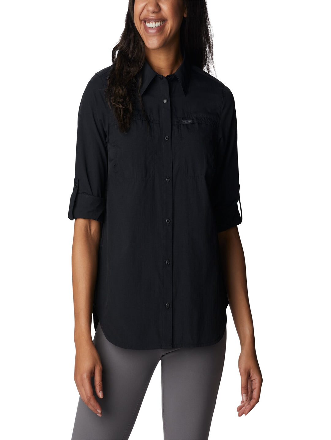 Camisa Columbia Silver Ridge 3.0 de manga larga en color negro.