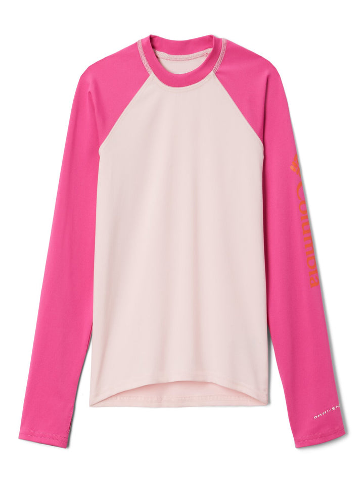 Camiseta de manga larga Columbia en colores rosa satinado y rosa hielo.