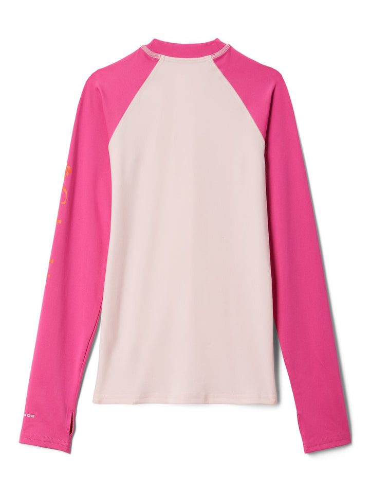 Camiseta de manga larga Columbia en colores rosa satinado y rosa hielo.
