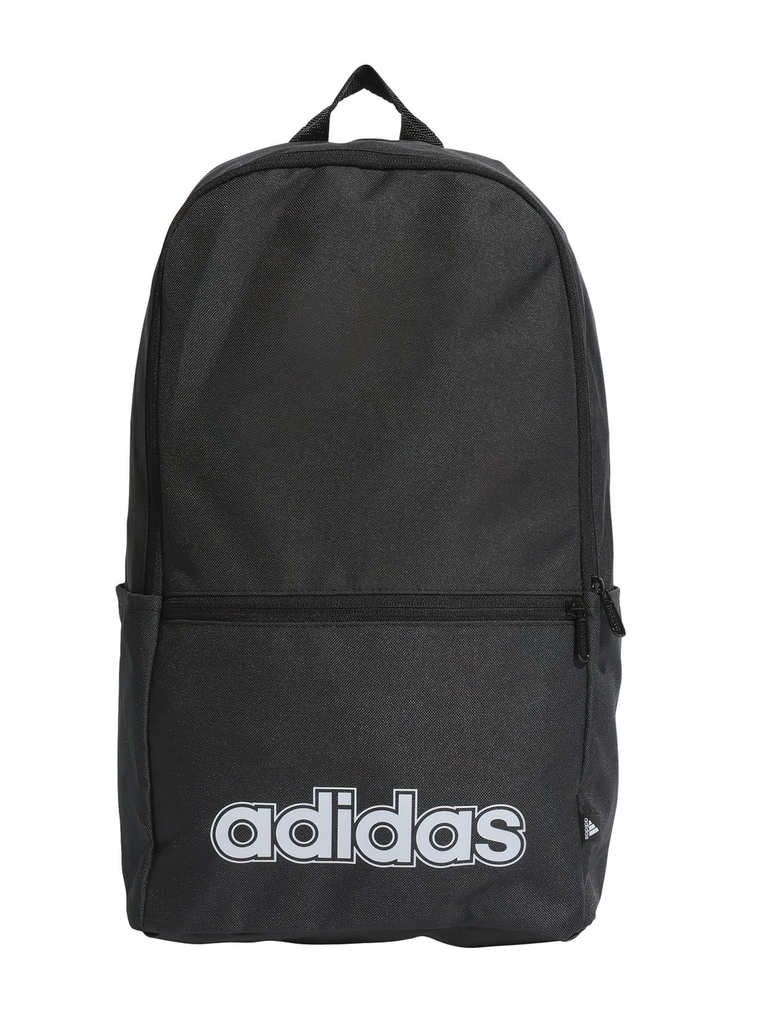 Mochila deportiva Adidas de color negro con logotipo blanco en la parte inferior frontal.