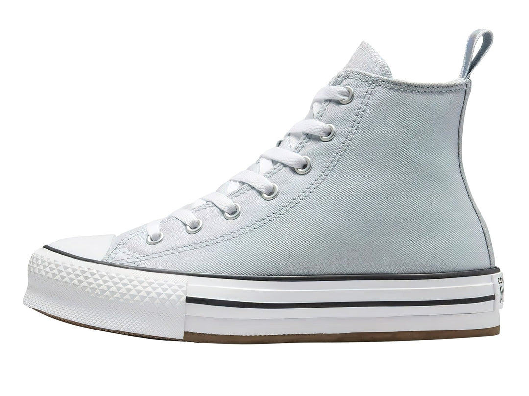 Tenis Converse Chuck Taylor All Star de bota alta en color gris con suela blanca y detalles en negro.