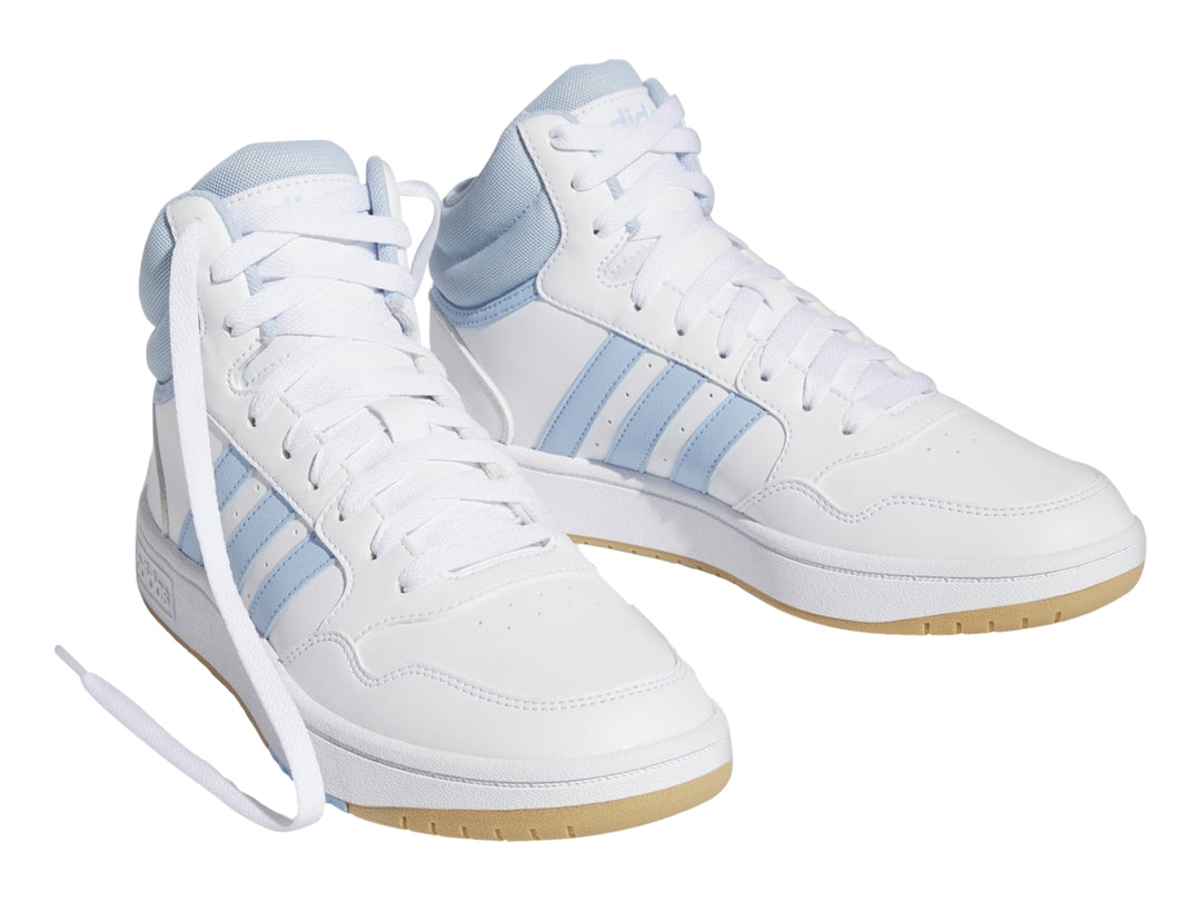 Tenis Adidas Hoops 3.0 Mid Blanco y Azul para Mujer