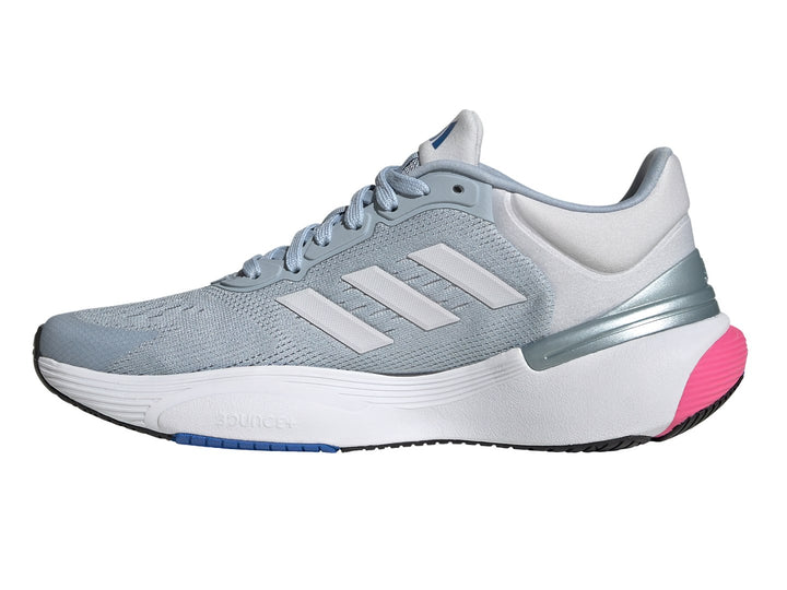 Tenis deportivos Adidas Response Super 3.0 en color azul claro, blanco y rosa.