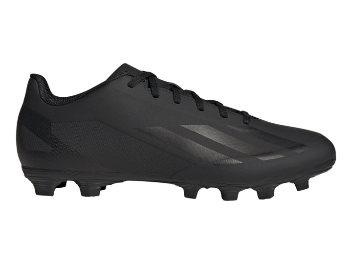 Calzado de fútbol Adidas Crazyfast en color negro total con tacos para pasto.