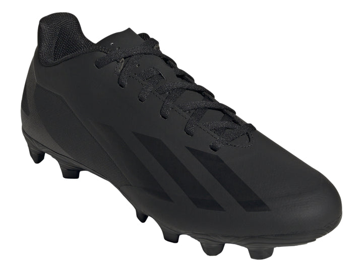 Calzado de fútbol Adidas Crazyfast en color negro total con tacos para pasto.