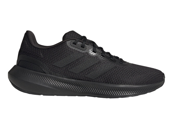 Tenis deportivos Adidas Runfalcon 3.0 en color negro total, vista lateral.