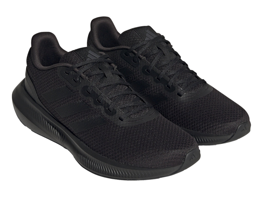 Tenis deportivos Adidas Runfalcon 3.0 en color negro total, vista lateral.