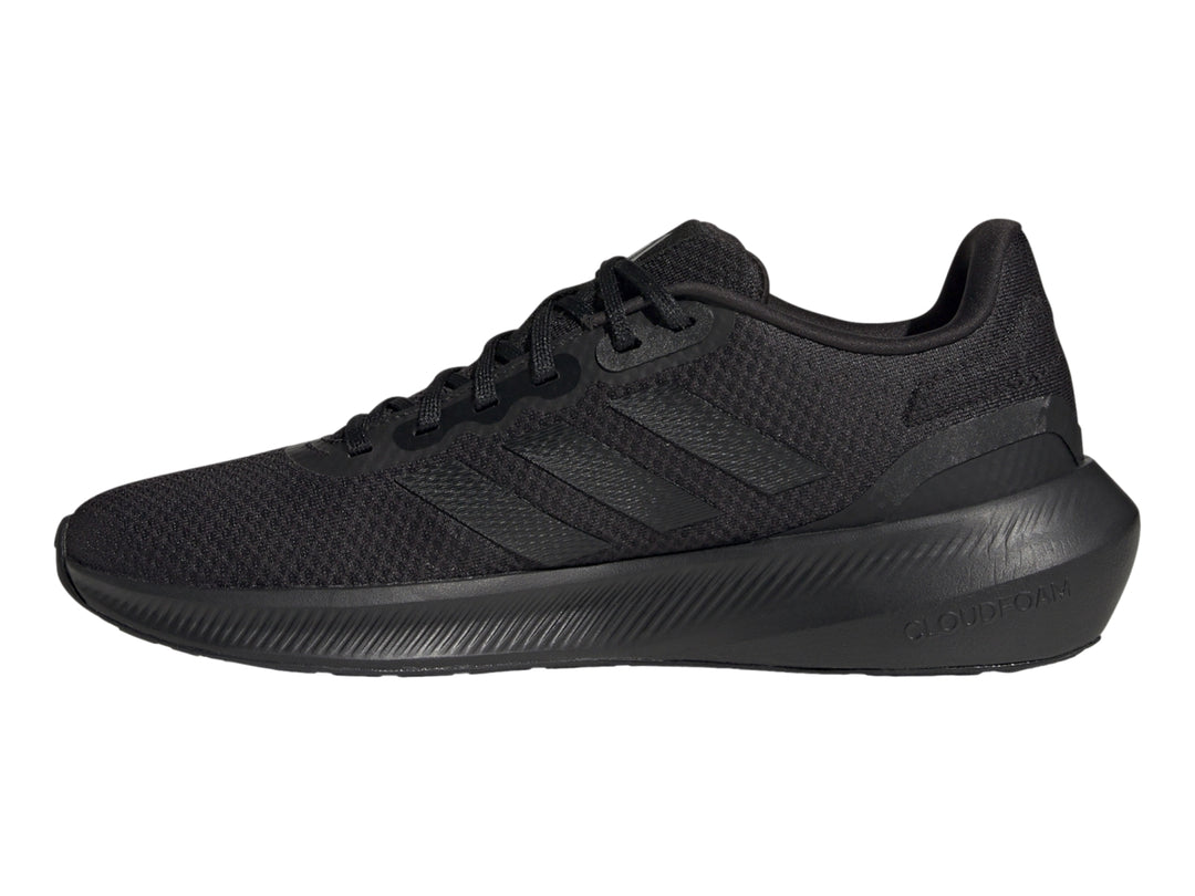 Tenis deportivos Adidas Runfalcon 3.0 en color negro total, vista lateral.