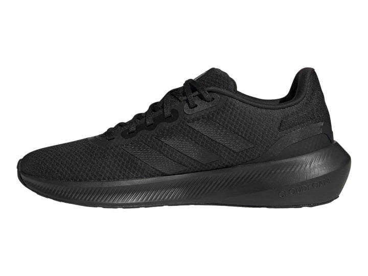 Tenis deportivos Adidas Runfalcon 3.0 en color negro total, vista lateral.