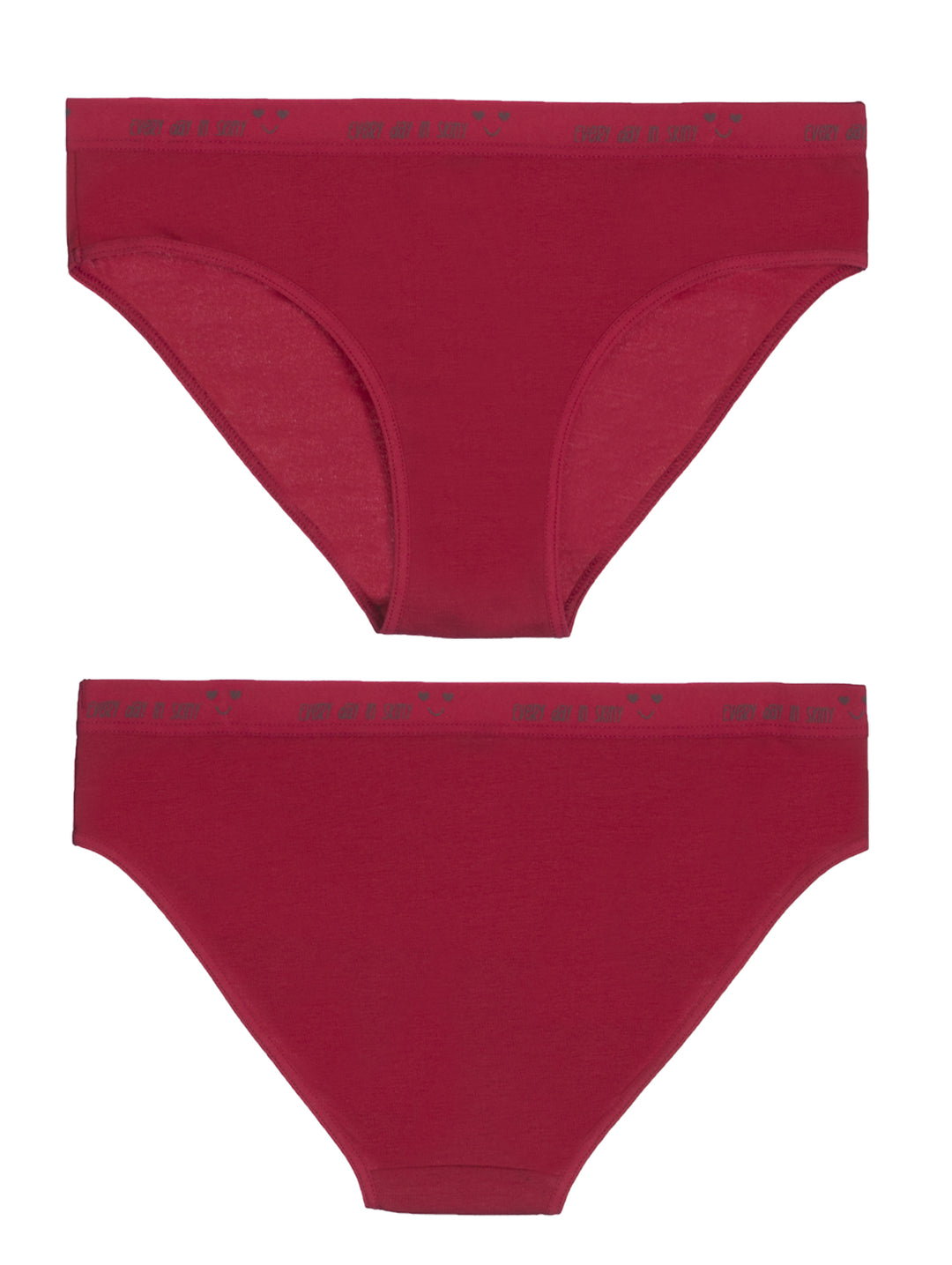 Set de 3 panties para niña estilo bikini en colores rosa, gris y gris con estampado de arcoíris.