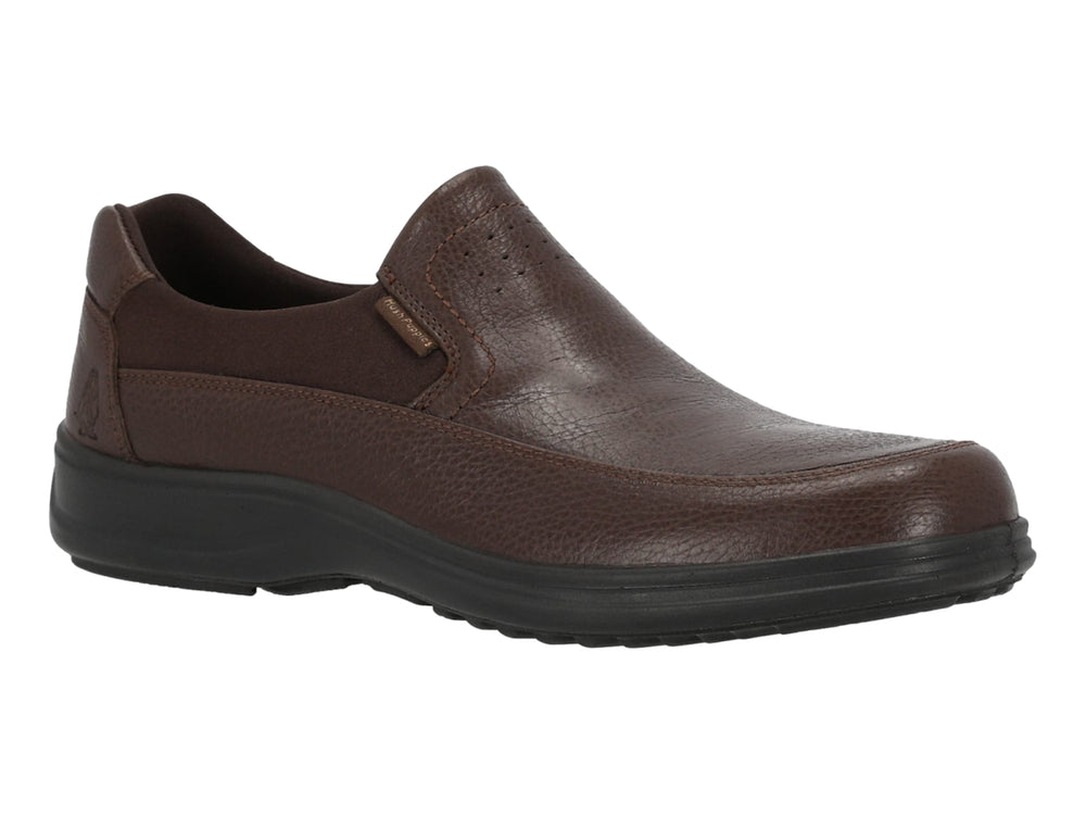 Zapato casual Hush Puppies modelo Bremen en cuero color marrón con suela negra, vista lateral.