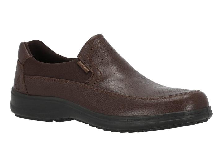 Zapato casual Hush Puppies modelo Bremen en cuero color marrón con suela negra, vista lateral.