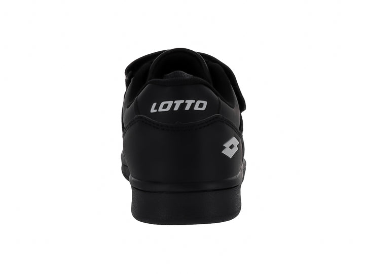 Tenis deportivos Lotto color negro con cierre de velcro y agujetas.