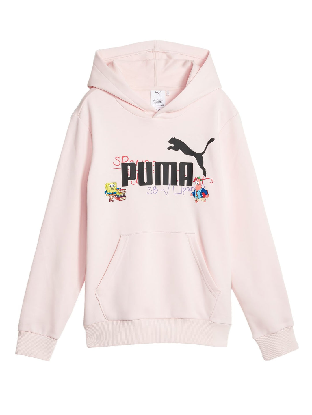 Sudadera rosa PUMA con capucha y estampado de Bob Esponja para niña.