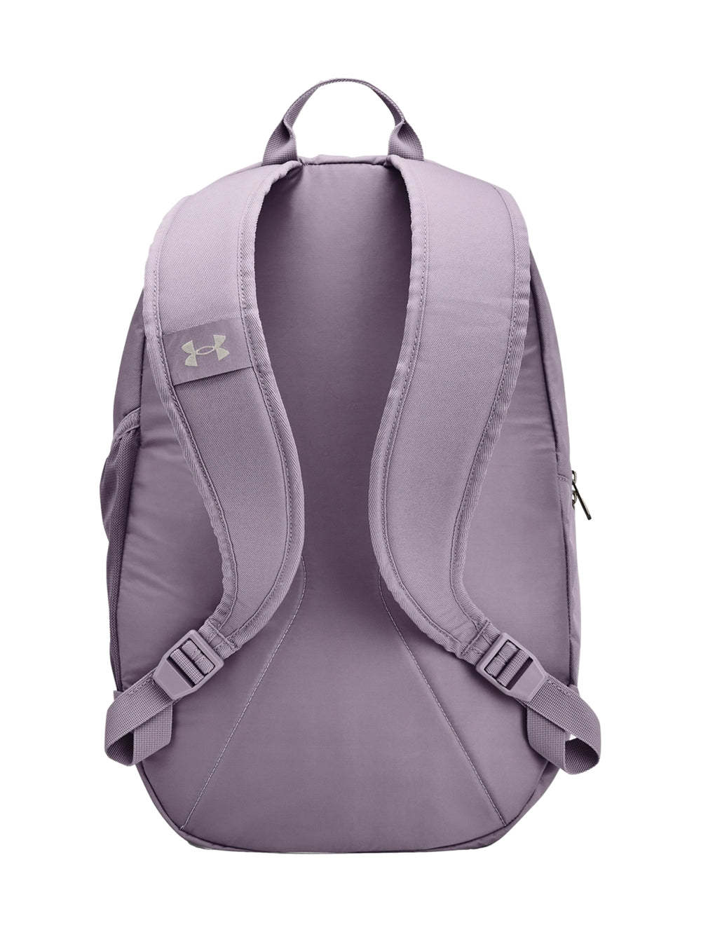 Mochila Under Armour UA Hustle Lite en color violeta gris con logotipo en dorado metálico.