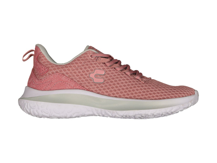 Tenis deportivos Charly color rosa con suela blanca y tejido de malla.