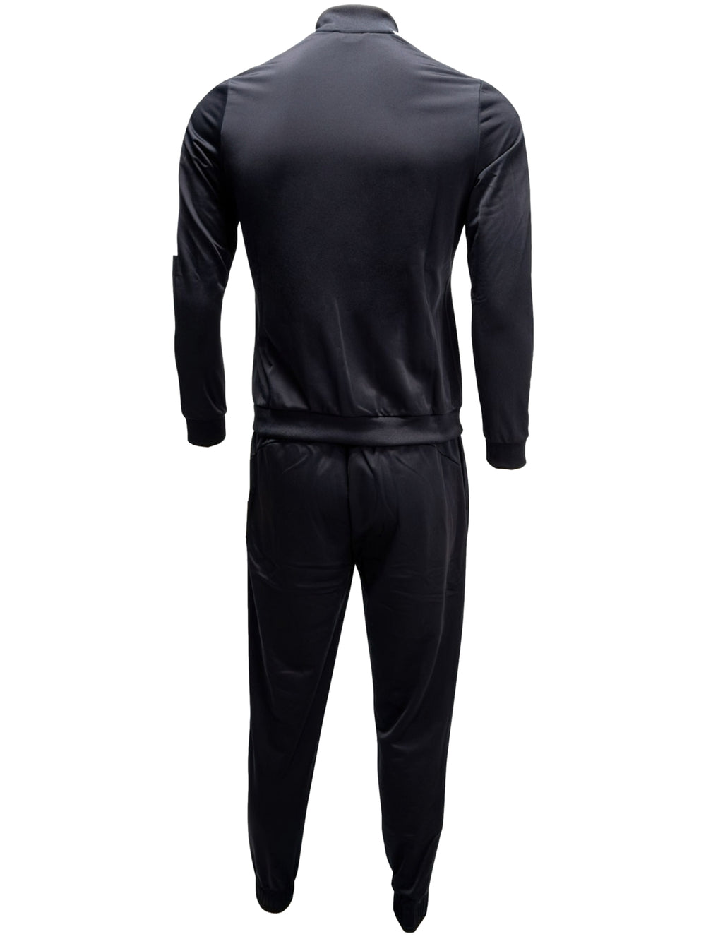 Conjunto deportivo PUMA de dos piezas en color negro, incluye chaqueta con cierre y pantalones.