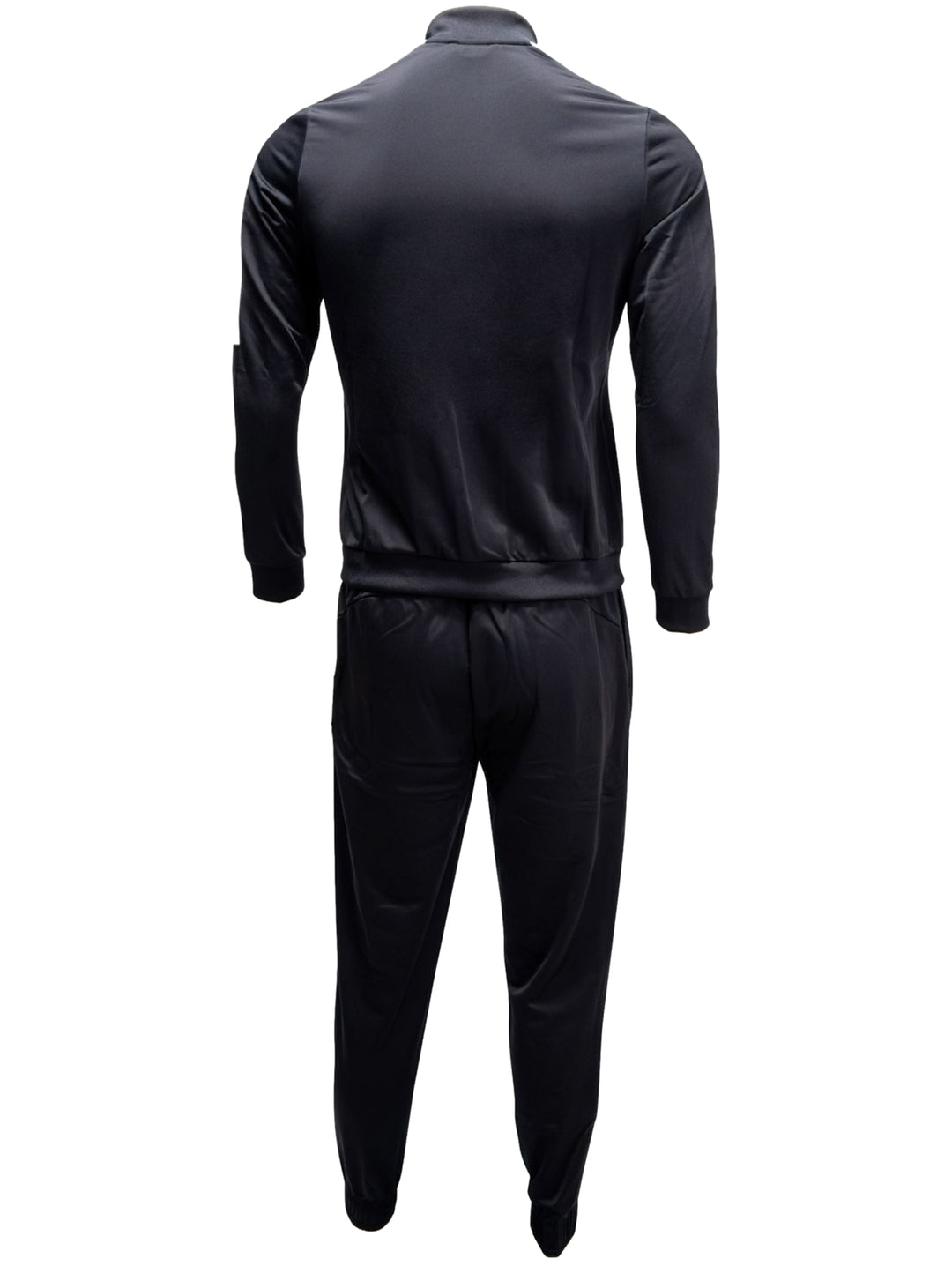 Conjunto deportivo PUMA de dos piezas en color negro, incluye chaqueta con cierre y pantalones.
